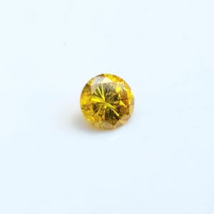 Yellow diamond round, untreated golden yellow diamond 3.70mm, round brilliant cut diamond .22 carats, fancy yellow, april birthstone