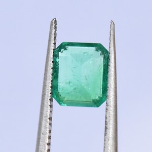 Emerald Cut Emerald from Colombia, One Carat Emerald Cut Emerald, Light Green Emerald, 6.43 x 5.50 x 3.69mm image 5