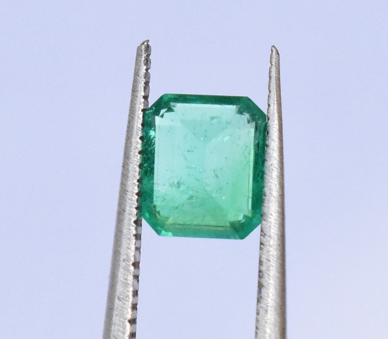 Emerald Cut Emerald from Colombia, One Carat Emerald Cut Emerald, Light Green Emerald, 6.43 x 5.50 x 3.69mm image 5