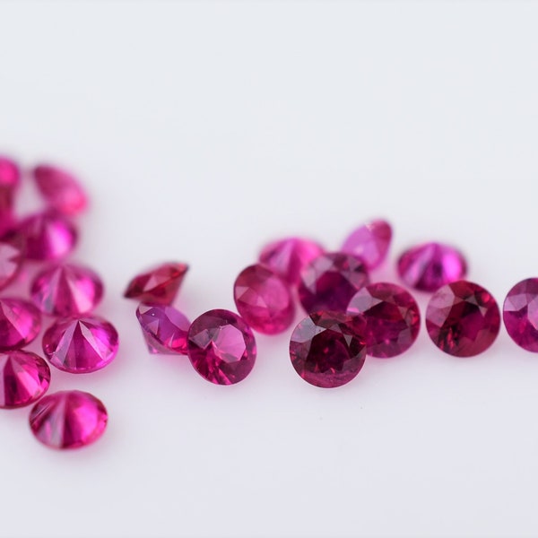 Loose Pink Burma Ruby Rounds, 2.4mm Rubies from Burma, Heated Ruby Melee for Halo, Eternity band, Loose Ruby Gems Price Per Piece