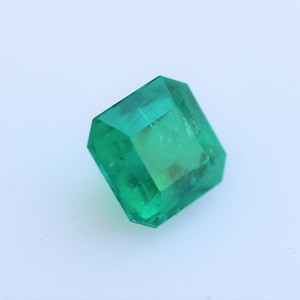 Emerald from Muzo, Colombia, Emerald Cut Deep Green Emerald, 1.40 Carat Emerald 6.25 x 6.31mm, May Birthstone for Engagement