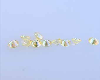 Diamanti gialli, diamante giallo non trattato 1,3 mm, diamanti gialli rotondi taglio brillante, giallo chiaro fantasia, pietra portafortuna di aprile, venduto al pezzo.