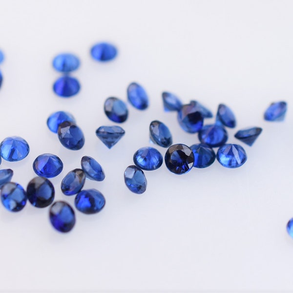 Blue Sapphire 2mm Round Melee, Heated Mixed Origin Sapphire Sold by the Piece, Sapphire for Project, September Birthstone