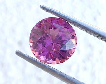 Granada rosa redonda da Tanzânia, 7 mm, 1,71 quilates, gema natural extraída da terra.
