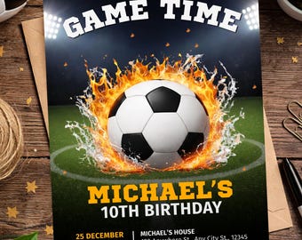 Soccer Birthday Invitation, Soccer Party Invite, Football Birthday Evite, Soccer Party Invitation, Boy Birthday Party, Canva Editable