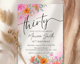 30th Birthday Invitation Template, 30th Birthday Digital Invite, Dirty Thirty Invitation, Instant Download, Printable Look Who's 30