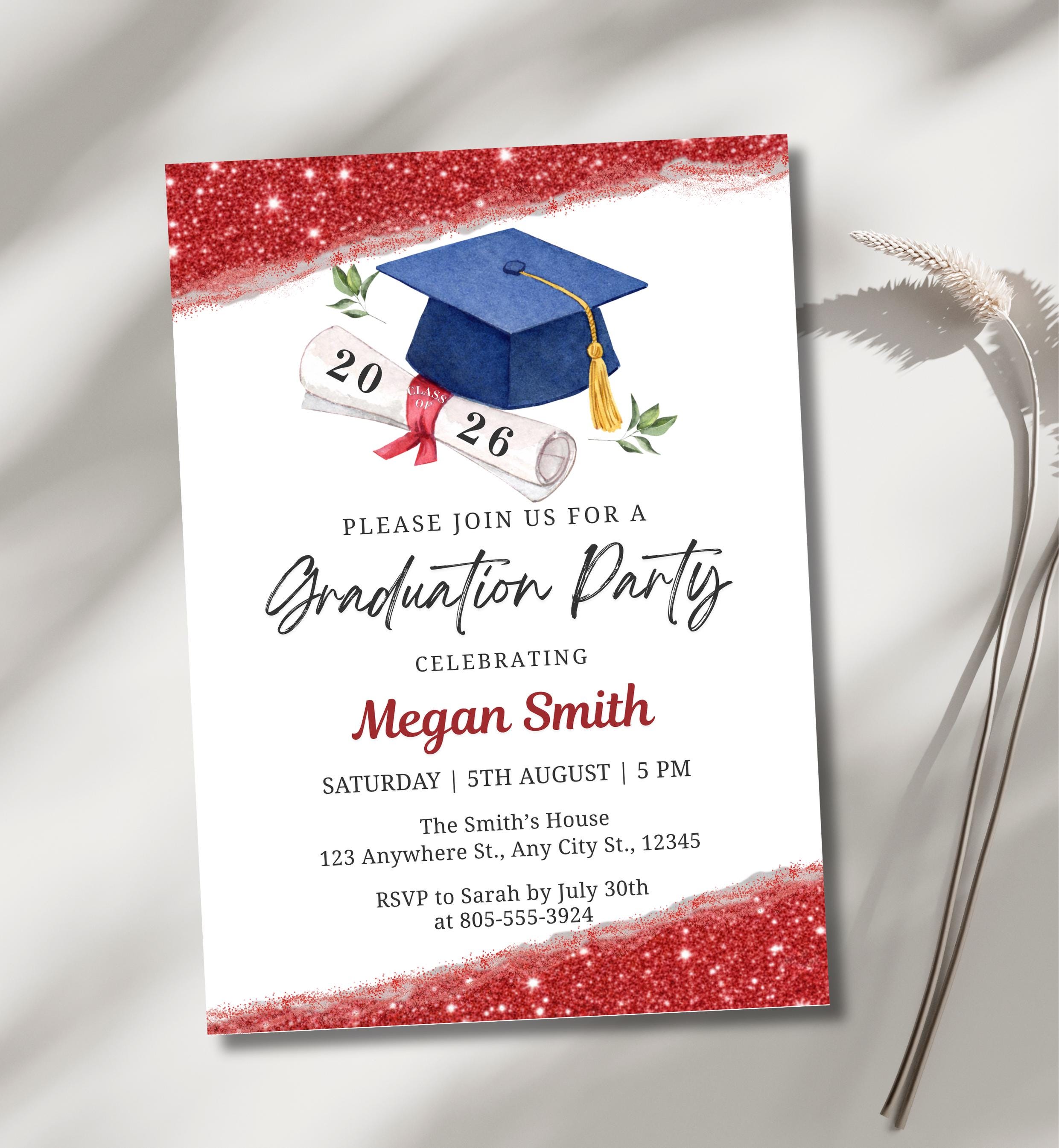 Open Ripped Present Paper Invitation Graduation Party Invitation, Class of 2026 Invite, Red Ripped Paper ...