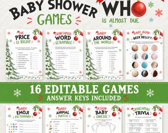 A Little Who Is Almost Due Baby Shower Games, Grinch Baby Shower Games, Grinchmas Baby Shower Games, Christmas Baby Shower