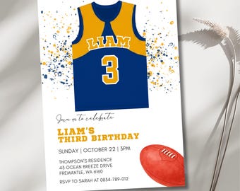 Australian rules Football birthday invitation | Aussie Rules Birthday Party | Footy Party Theme | Westcoast Invite | AFL Kids Birthday