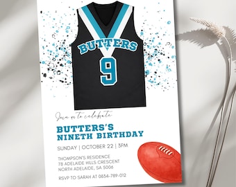Australian Rules Football Birthday Invitation | Aussie Rules Birthday Party | Footy Party Theme | Port Adelaide Invite | AFL Digital evite