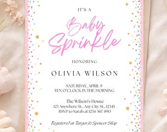 Editable Baby Sprinkle Shower Invitation Baby Shower Coed Shower Gender Neutral Confetti Sprinkles Digital Template Download Printable