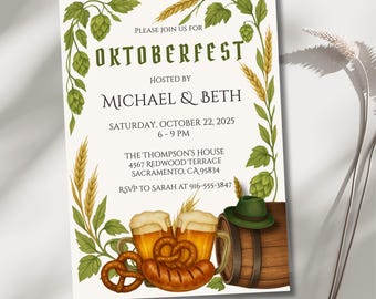 Oktoberfest Party Invitation | Beer Festival Editable Template | Fall Celebration Invite | Beer Party Invitation | Instant Download