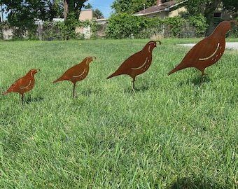 Quail Family -Metal Quail Lawn Art-Desert yard art-Yard Decor-Metal Gardening Decor -Gardening Christmas Gift-Planter Decoration Christmas