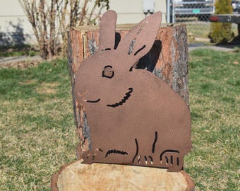 Bunny Art -Metallhase -Kaninchen-Metallkunst-Muttertagsgeschenk -Gartendeko-Gartenkunst-Kaninchenschild-Gartendeko-Blumentopfdekoration