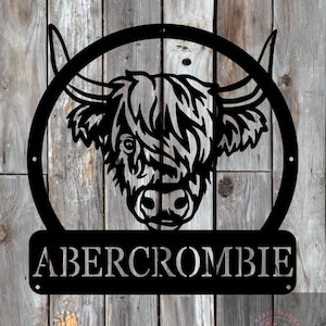 Personalized Highland Cow Metal Sign – Custom Rustic Decor for Home & Farm