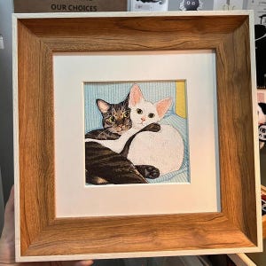 Portrait d'animal de compagnie personnalisé à l'aquarelle, Monument commémoratif de chat peint à la main, Impression encadrée, Saint-Valentin