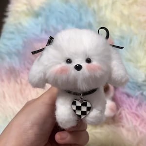 Miniature Maltese Dog Figurine, Handmade Wool Stem Animal, Cute Maltese Dog Sculpture, Fluffy Desktop Dog Plushies, Gift for Maltese Dog Mom