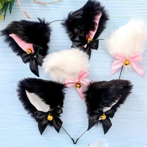 Cat Ears Headband, Faux fur Kitten Ear Head Band, Fluffy Furry Kitty Neko, Anime, Lolita, Kawaii, Fox Ear Clips, Halloween Cosplay Costume