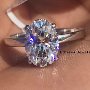 3.5CT Oval Cut Moissanite Engagement Ring, Solitaire Ring, Hidden Halo Ring, Oval Cut Ring, Woman&#39;s Wedding Ring, 925 Sterling Silver Ring.