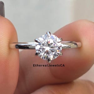 2Ct Brilliant Round Cut Moissanite Engagement Ring, Classic 6-Prong  Wedding Ring, Sterling Silver gold Solitaire Proposal Ring for her .