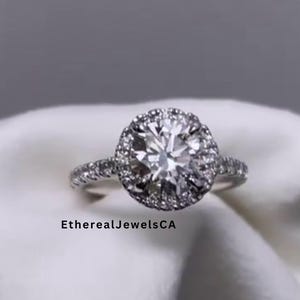 3Ct Round Brilliant Cut Moissanite Engagement Ring, Halo Ring ,  Ring With Cathderal Setting, Dellicte Ring For Women, Daily Wear Ring,Gifts