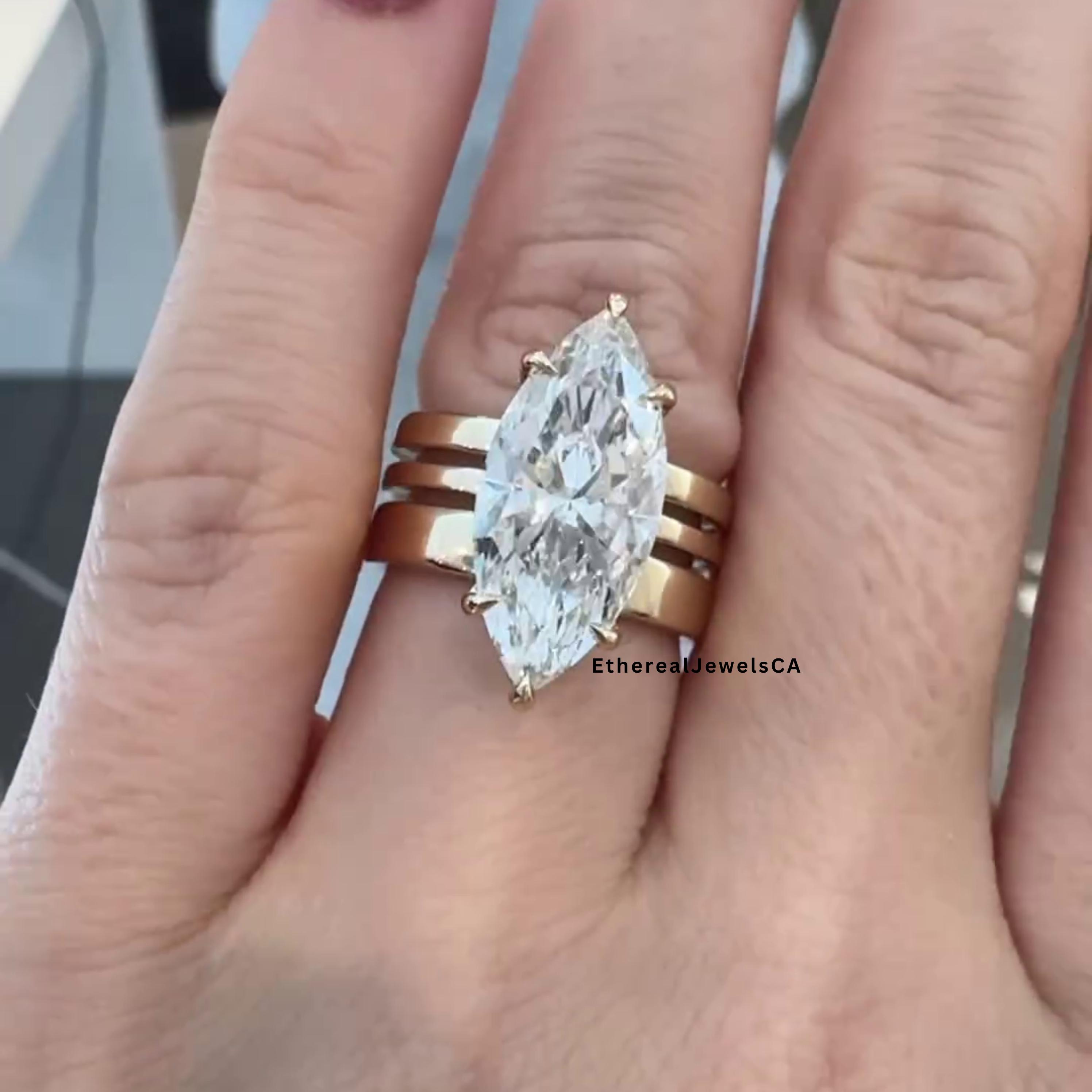 【3ct】最高品質モアサナイト マーキスカットリング 9号 3ct】最高品質モアサナイト マーキスカットリング 9号