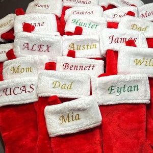 Personalized Red Plush Christmas Stocking with Glitter Name,Custom Stocking for Family & Pets   christmas gift , Traditional Christmas Decor