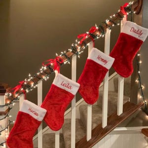Personalized  Christmas Stocking with Glitter Name, Red Plush Custom Stocking for Family & Pets   christmas gift,Traditional Christmas Decor