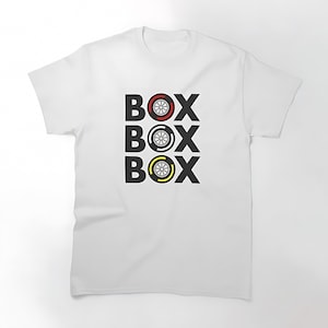 Maglietta unisex con design "Box Box Box" F1 Tyre Compound, 100% cotone, maglietta oversize divertente da uomo, scollo rotondo, camicie estive, top