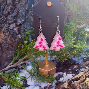 polymer clay christmas tree earrings