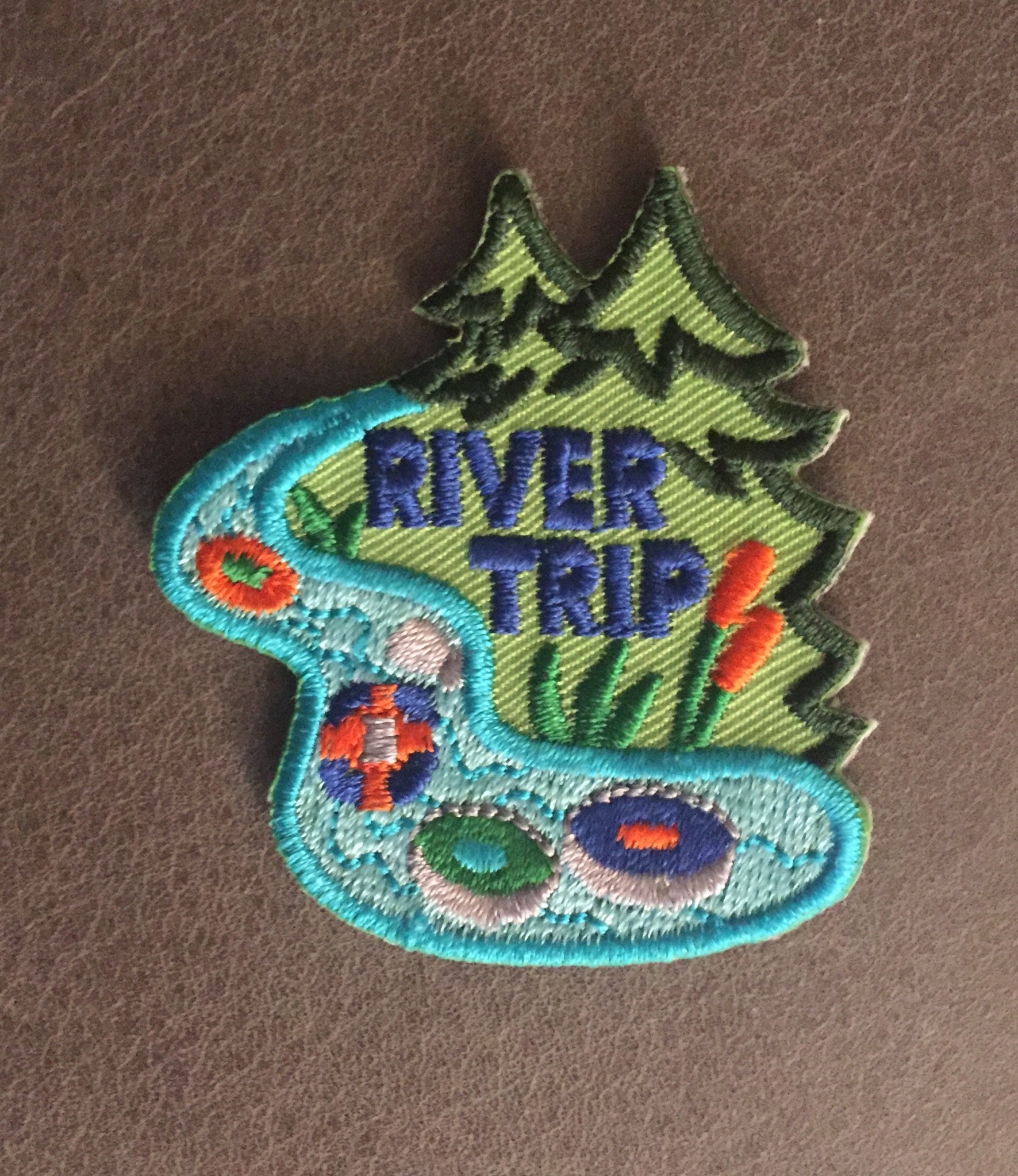 River Trip Merit Badge Iron On trees nature tubing rafting Etsy