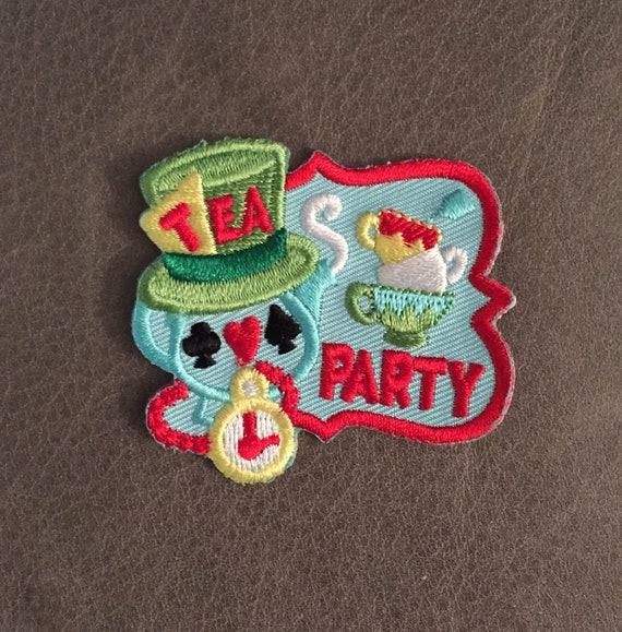 Alice in Wonderland At Tea Party Embroidered Iron on Patch Set of 3
