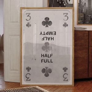 Impresión de naipes retro, arte de pared minimalista en blanco y negro, descarga digital de moda Lucky You, decoración estética para carrito de bar n.° 16