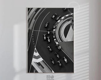 Fotografía retro de un circuito de Fórmula 1: Arte mural vintage de automovilismo (Descarga digital)