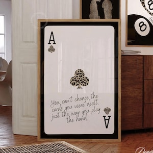 Ace Playing Card Print Trendy Cheetah Wall Art Prints Retro Bar Cart Decor Leopard Preppy Poster Chic Aesthetic Wall Digital Print #53