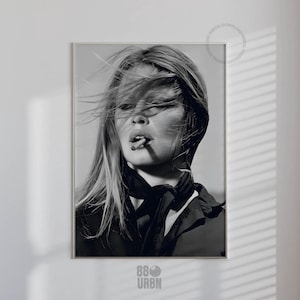 Póster en blanco y negro con impresión de Brigitte Bardot Arte mural de Hollywood antiguo Estética de moda Vogue Impresión fotográfica retro de moda Descarga digital n.° 34