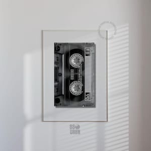 Black And White Retro Cassette Digital Print Mix Tape Music Wall Art Vintage Trendy Decor Aesthetic Bedroom Poster 80s Bar Cart Print