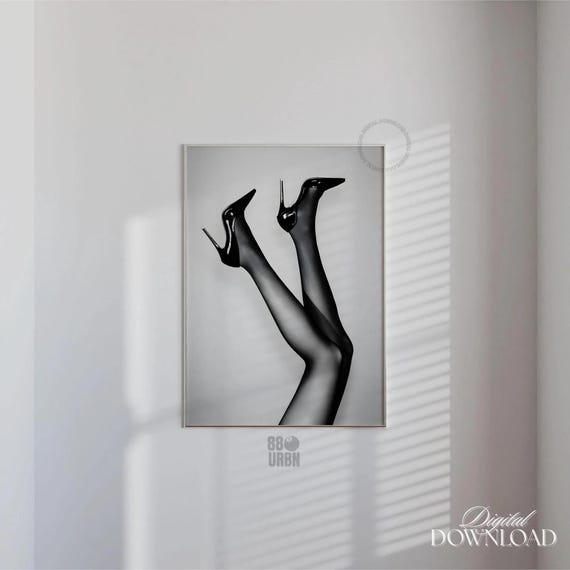 Retro Black And White Heels Print Minimalistic Teen Room Decor Chic High Heels Poster Luxury High Heels Fashion Vogue Photography #27