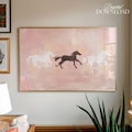 Pink Horse Collage Digital Print - Hand Drawn Western Home Decor, Cowgirl Above Bed Printable Poster, Horizontal Abstract Rodeo Wall Art product logo