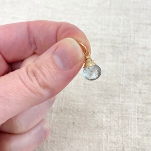 March Birthstone Charm for Necklace or Bracelet Moss Aquamarine Gemstone in Gold Fill image 7