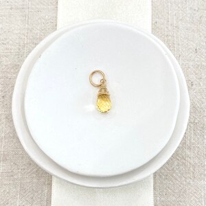 November Birthstone Charm for Necklace or Bracelet Yellow Citrine in Gold Fill image 3