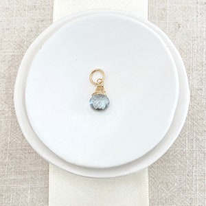 March Birthstone Charm for Necklace or Bracelet Moss Aquamarine Gemstone in Gold Fill image 3