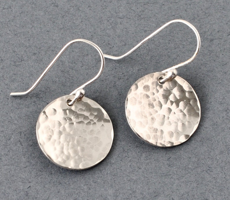 Sterling Silver Hammered Disc Earrings on French Wires 5/8 Etsy