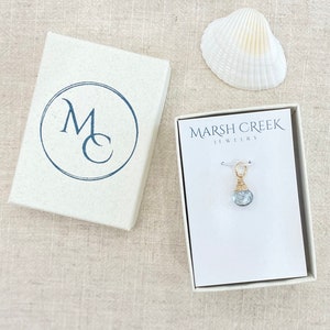 March Birthstone Charm for Necklace or Bracelet Moss Aquamarine Gemstone in Gold Fill image 5