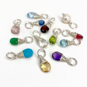 Birthstone Charms in Sterling Silver for Necklaces and Bracelets - Choose Your Month