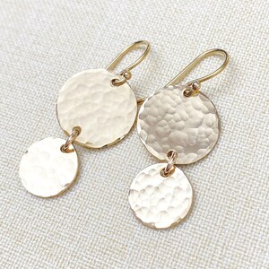 Sunbury Gold Hammered Double Disc Drop Earrings - Everyday Jewelry for Women