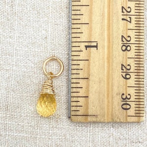 November Birthstone Charm for Necklace or Bracelet Yellow Citrine in Gold Fill image 6