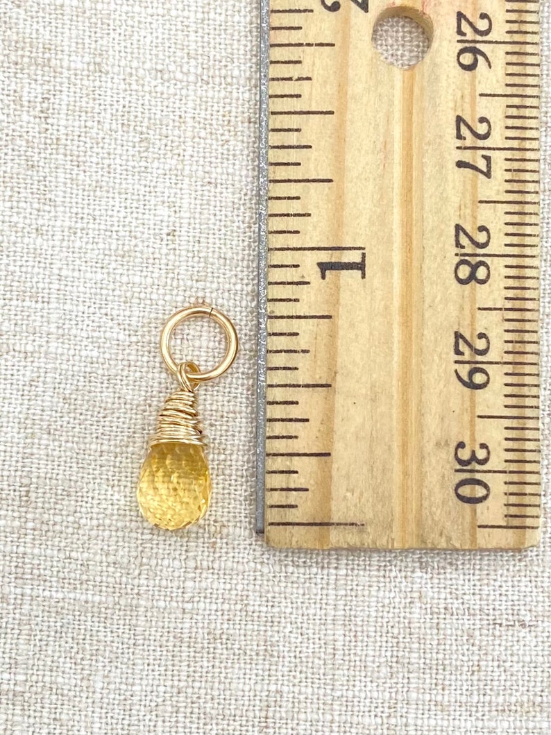 November Birthstone Charm for Necklace or Bracelet Yellow Citrine in Gold Fill image 6