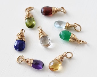 Birthstone Charms in Gold Fill for Necklaces and Bracelets - Choose Your Month