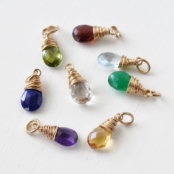 Birthstone Charms in Gold Fill for Necklaces and Bracelets - Choose Your Month